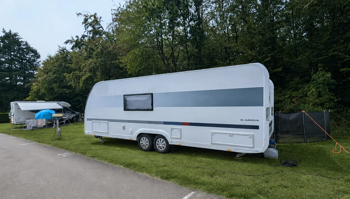 Campingbereich Nachtweide mit parzellierten Stellplätzen am Waldrand