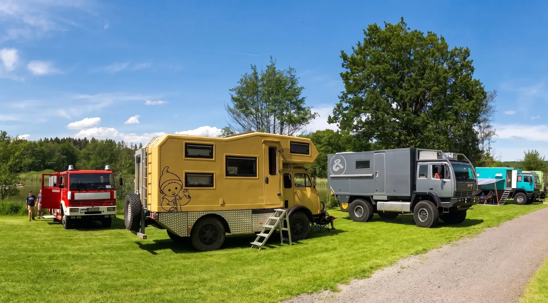 Campingbereich Seewiese mit Stellplätzen und Blick auf den Gederner See