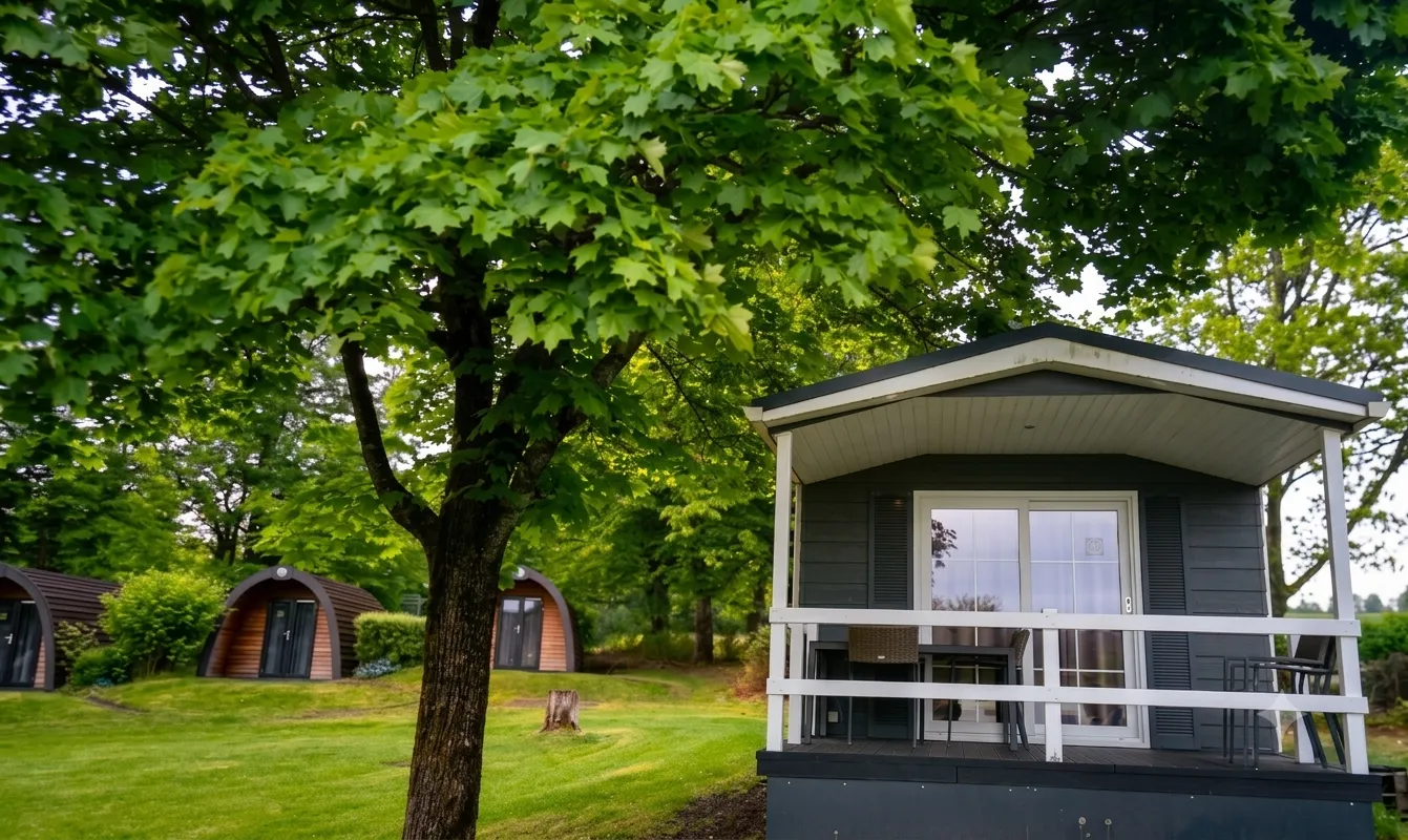 Mobilheim mit Terrasse im Campingpark am Gederner See