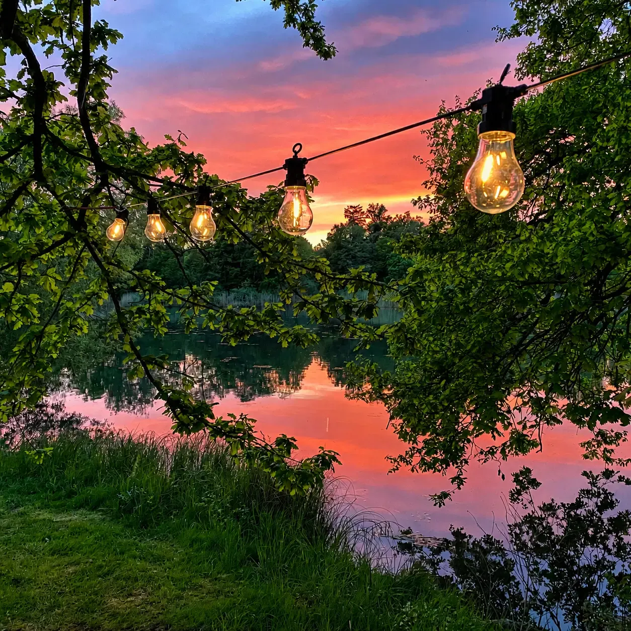 Campingbereich Seewiese mit Stellplätzen und Blick auf den Gederner See